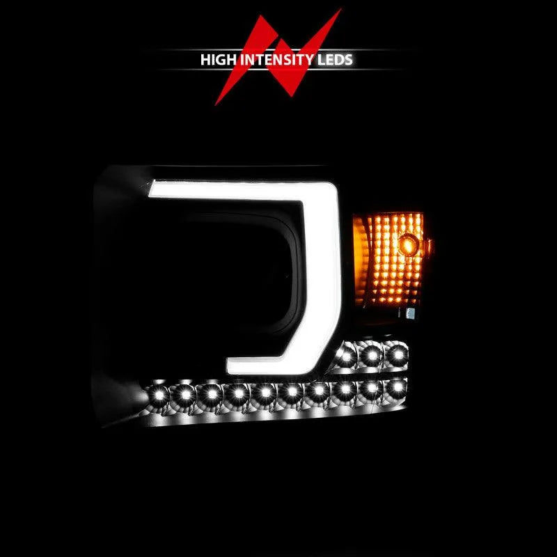 ANZO 2014-2015 Gmc Sierra 1500HD Projector Plank Style Headlight Black W/ Drl - Corvette Realm