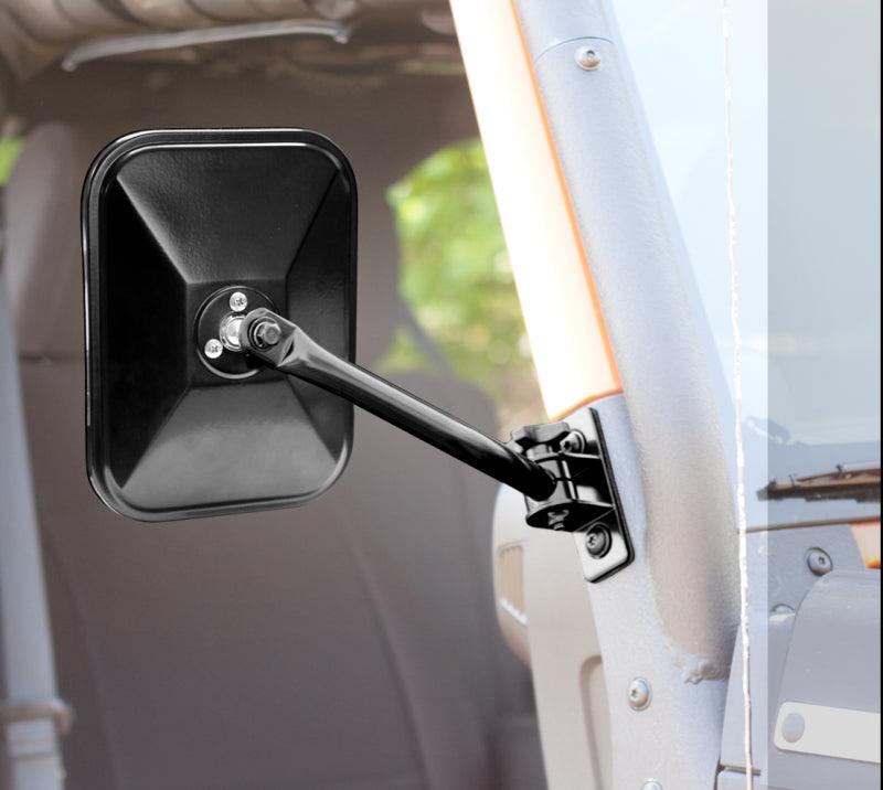 Rugged Ridge 97-18 TJ JK Black Rectangular Quick Release Mirrors - Corvette Realm