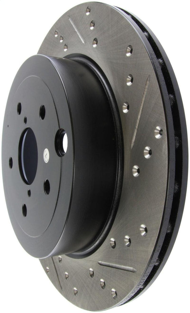 StopTech 08+ Subaru STI (Will Not Fit 05-07) Slotted & Drilled Sport Brake Rotor - Corvette Realm