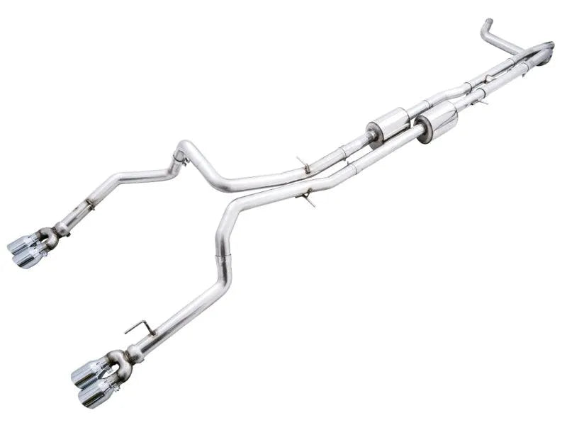 AWE Tuning 4th Gen GM 1500 6.2L 0FG Catback Split Rear Exit (w/ Bumper Cutouts) - Quad Chrome Tips - Corvette Realm