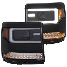 ANZO 16-17 Chevy Silverado 1500 Prjctr. Headlight Plank Styl. w/Amber (Only Work w/HID Equip. Truck) - Corvette Realm