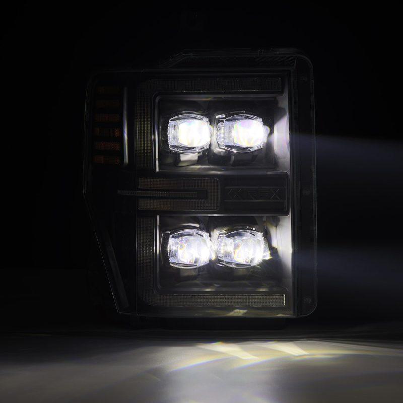 AlphaRex 08-10 Ford F250-550 NOVA-Series LED Projector Headlights Black w/Activ Light/Seq Signal - Corvette Realm