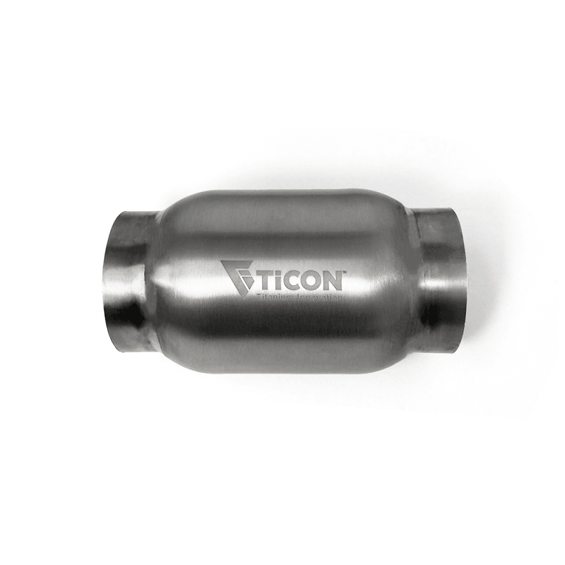 Ticon Industries 4in Body x 7in Length 3in Inlet/Outlet Titanium Bullet Resonator - Corvette Realm