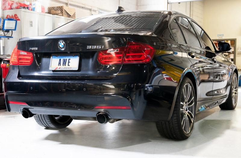 AWE Tuning BMW F3X 335i/435i Touring Edition Axle-Back Exhaust - Diamond Black Tips (102mm) - Corvette Realm