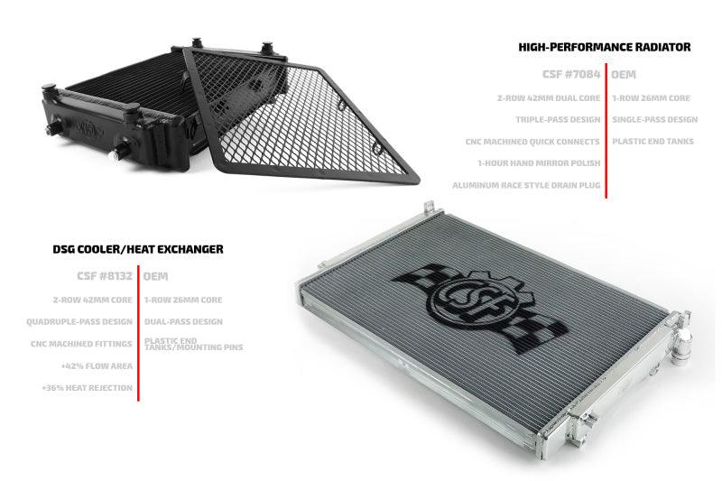 CSF 2015+ Volkswagen Golf/GTI (VAG MQB) Quadruple Pass DSG Water/Auxilary Engine Radiator - Corvette Realm