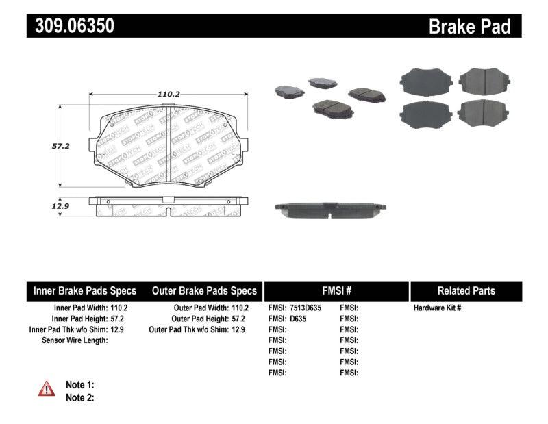 StopTech Performance 94-97/99-05 Miata w/Normal Suspension Front Brake Pads D635 - Corvette Realm