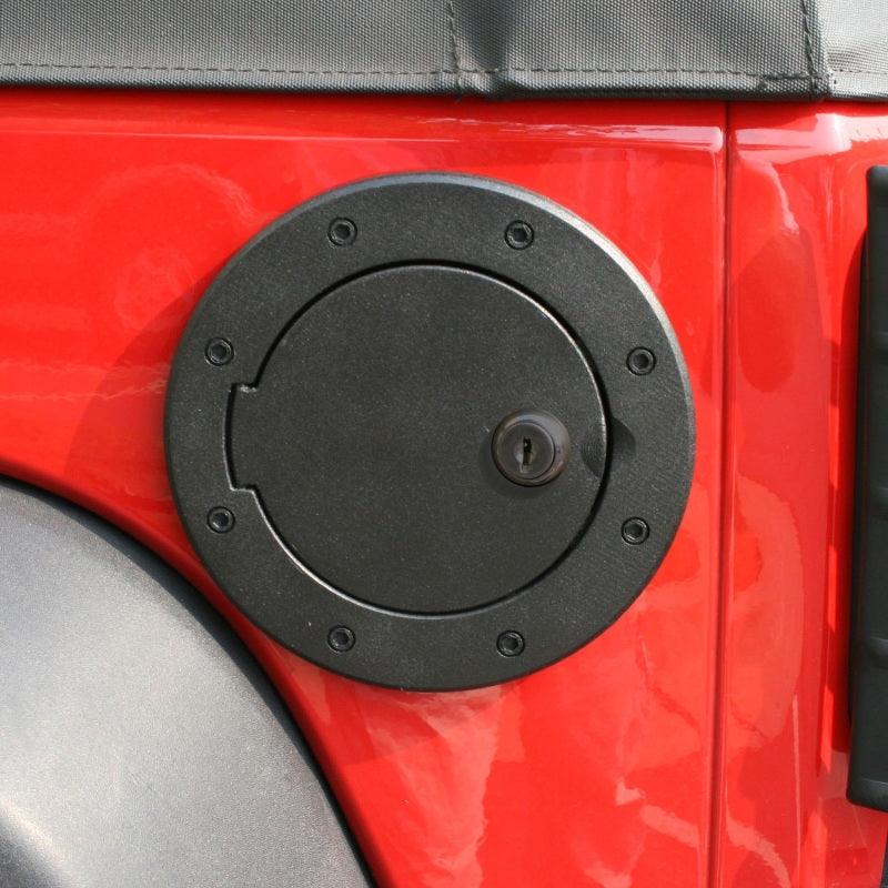 Rugged Ridge Locking Gas Cap Door Black Alum 07-18 Jeep Wrangler JK - Corvette Realm