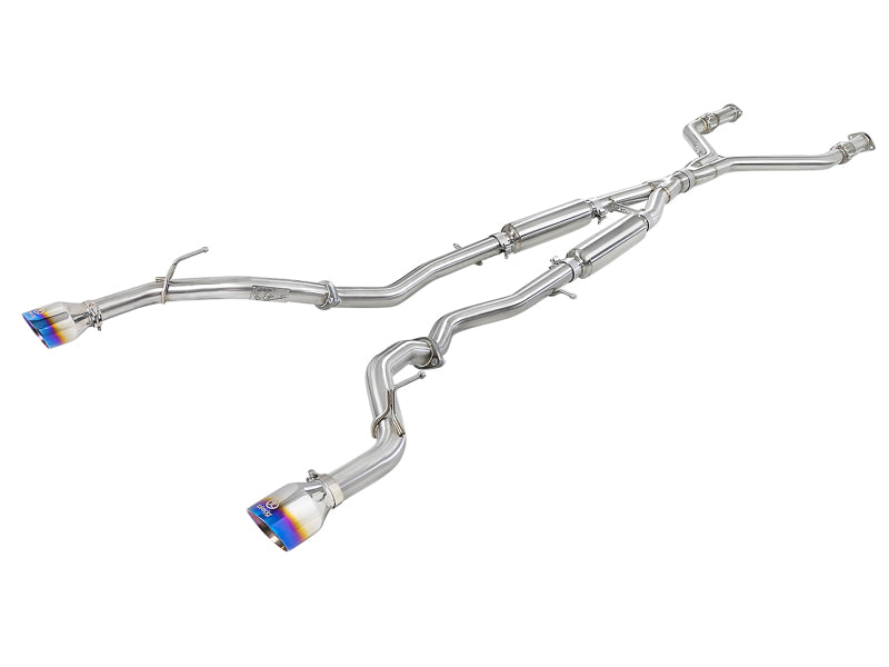 aFe Takeda 2.5in 304 SS Cat-Back Exhaust System w/ Blue Flame Tips 16-18 Infiniti Q50 V6-3.0L (tt)