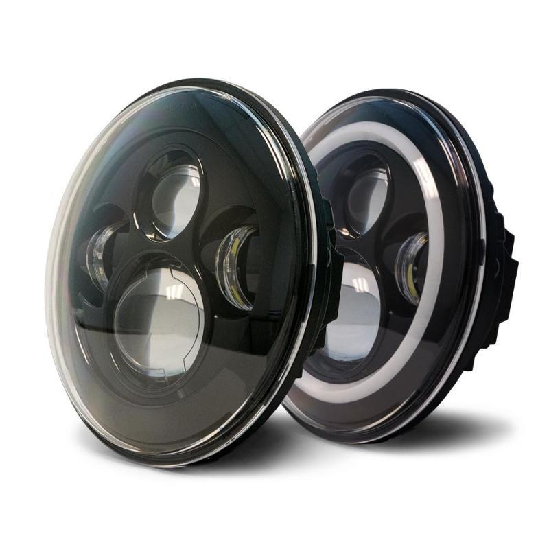 DV8 Offroad 07-18 Jeep Wrangler JK LED Projector Headlights w/ Angel Eyes - Corvette Realm