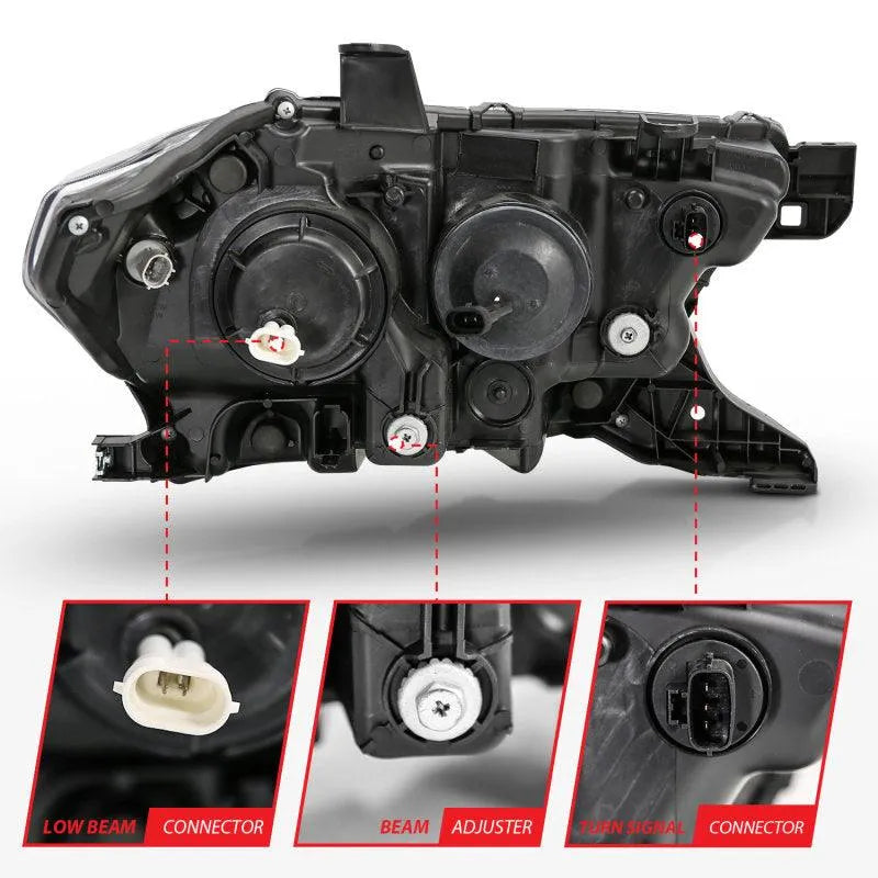 ANZO 2016-2017 Toyota Tacoma Projector Headlights w/ Plank Style Switchback Black w/ Amber - Corvette Realm