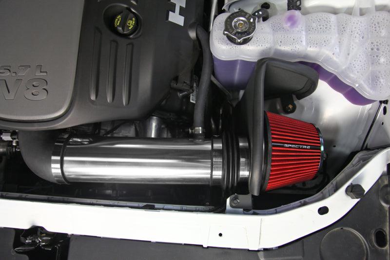 Spectre 11-17 Dodge Challenger/Charger 5.7L V8 Air Intake Kit - Polished w/Red Filter - Corvette Realm