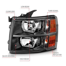 Load image into Gallery viewer, ANZO 2007-2013 Chevrolet Silverado Crystal Headlights Black - Corvette Realm