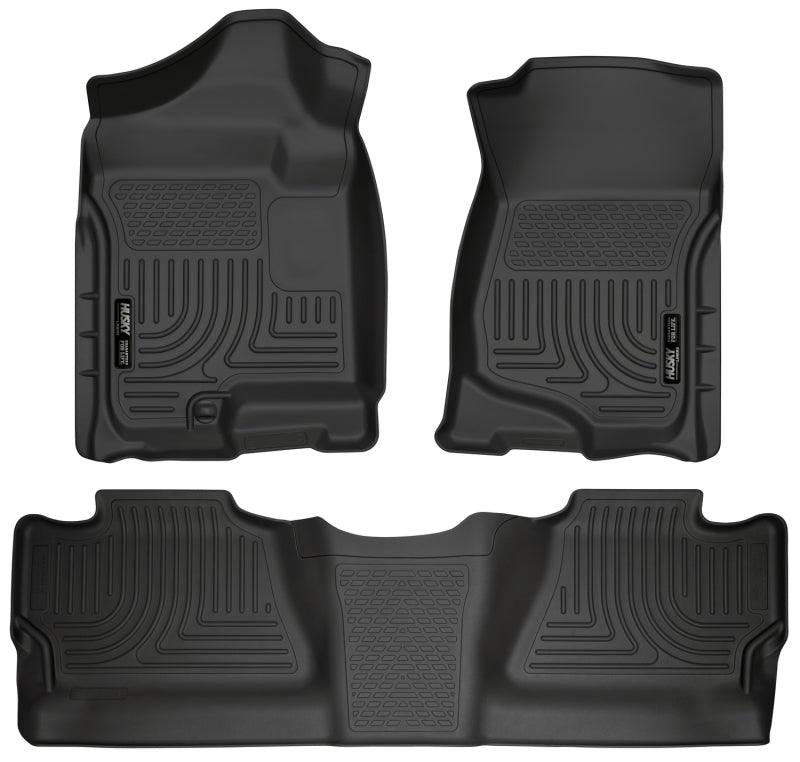 Husky Liners 07-12 Chevy Silverado/GMC Sierra Crew Cab WeatherBeater Combo Black Floor Liners - Corvette Realm