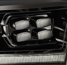 Load image into Gallery viewer, AlphaRex 09-18 Dodge Ram 2500HD LUXX LED Proj Headlights Plank Style Black w/Seq Signal/Smoked DRL - Corvette Realm