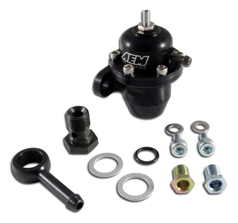 AEM 86-93 Acura / 95-98 TL / 88-91 Civic/CRX / 92-01 Prelude Black Adjustable Fuel Pressure Regulato - Corvette Realm