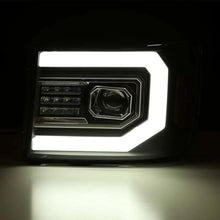 Load image into Gallery viewer, AlphaRex 07-13 GMC Sierra 1500 (No Clsc) LUXX-Series LED Proj HL Jet Blk w/Actv Lgt &amp; Seq.Sig / DRL