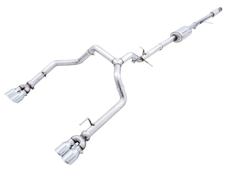 AWE Tuning 4th Gen GM 1500 5.3L 0FG Catback Split Rear Exit (w/ Bumper Cutouts) - Quad Chrome Tips - Corvette Realm