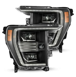 AlphaRex 21-22 Ford F150 PRO-Series Projector headlights Black w/Activ Light/Seq Signal - Corvette Realm