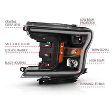 Load image into Gallery viewer, ANZO 2018-2019 Ford F-150 Projector Plank Style H.L. Black Amber (Without Switchback) - Corvette Realm
