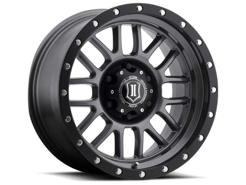 ICON Alpha 17x8.5 6x5.5 0mm Offset 4.75in BS 106.1mm Bore Gun Metal Wheel