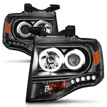 Load image into Gallery viewer, ANZO 2007-2014 Ford Expedition Projector Headlights w/ Halo Black - Corvette Realm