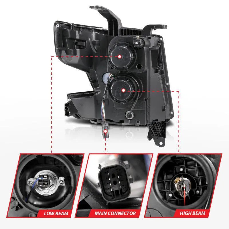 ANZO 2015-2020 Chevy Tahoe Projector Headlights Plank Style Black w/DRL - Corvette Realm