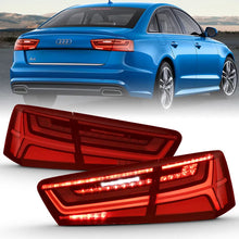 Load image into Gallery viewer, ANZO 2012-2018 Audi A6 LED Taillight Black Housing Red/Clear Lens 4 pcs (Sequential Signal)