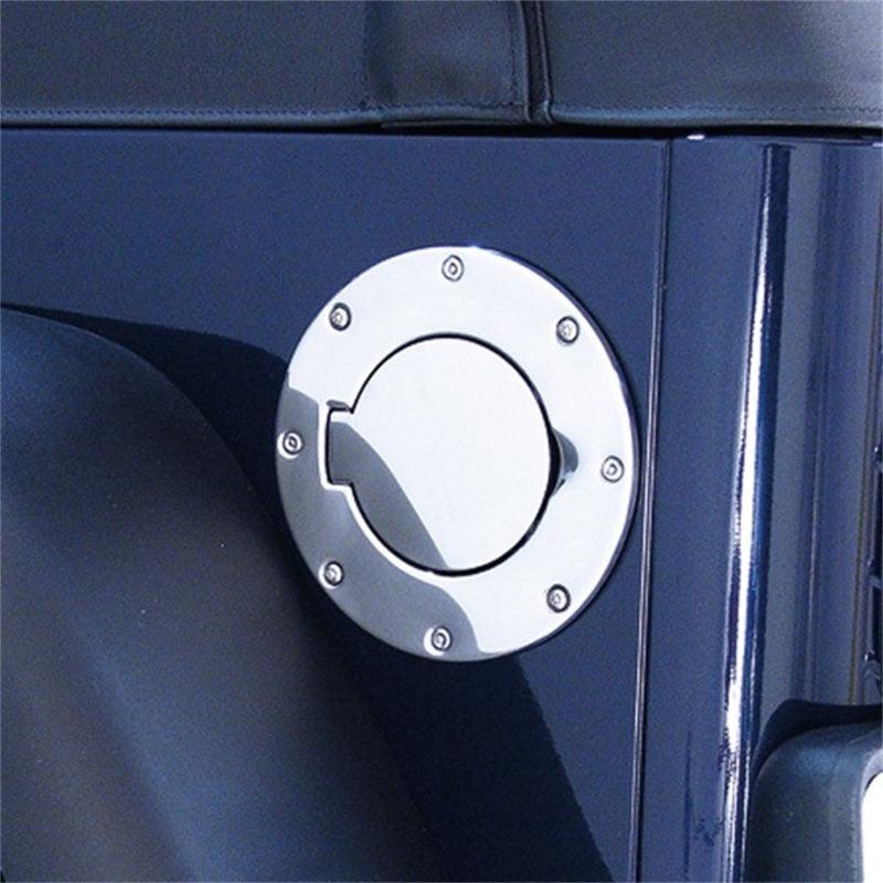Rugged Ridge 97-06 Jeep Wrangler TJ Stainless Steel Non-Locking Gas Cap Door - Corvette Realm