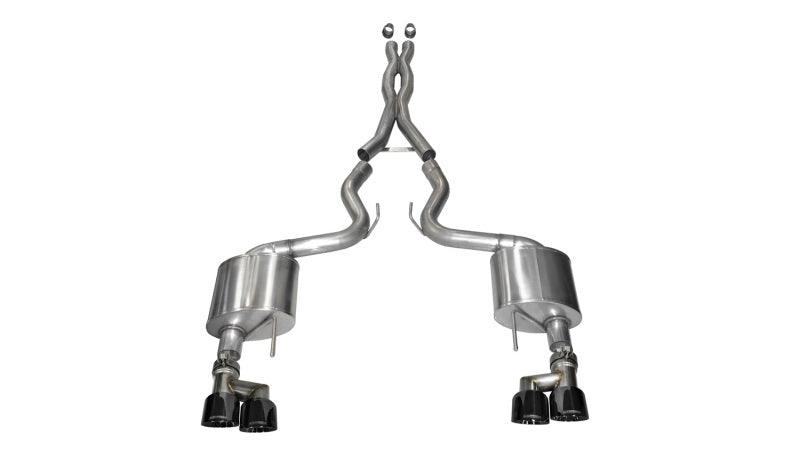 Corsa 15-16 Ford Mustang GT 5.0 3in Cat Back Exhaust Black Quad Tips (Xtreme) - Corvette Realm