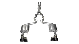 Corsa 15-16 Ford Mustang GT 5.0 3in Cat Back Exhaust Black Quad Tips (Xtreme) - Corvette Realm