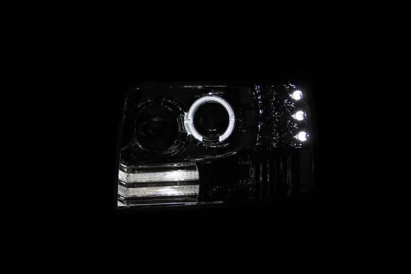 ANZO 1992-1996 Ford F-150 Projector Headlights w/ Halo Chrome w/ Side Markers and Parking Lights - Corvette Realm