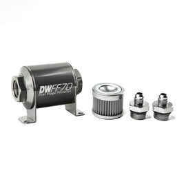DeatschWerks Stainless Steel 6AN 100 Micron Universal Inline Fuel Filter Housing Kit (70mm) - Corvette Realm