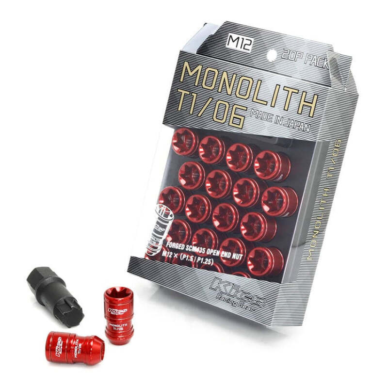 Project Kics 14x1.50 Monolith T1/07 Lug Nut Set - Red (20 Pcs) (Special Order 2-3 Month Lead Time)