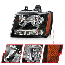 Load image into Gallery viewer, ANZO 2007-2014 Chevrolet Tahoe/Suburban Crystal Headlights Black - Corvette Realm