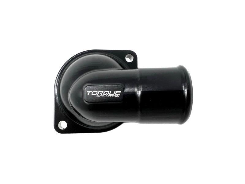 Torque Solution 02-14 Subaru WRX / 04-21 Subaru STI Billet Thermostat Housing - Black Anodized - Corvette Realm