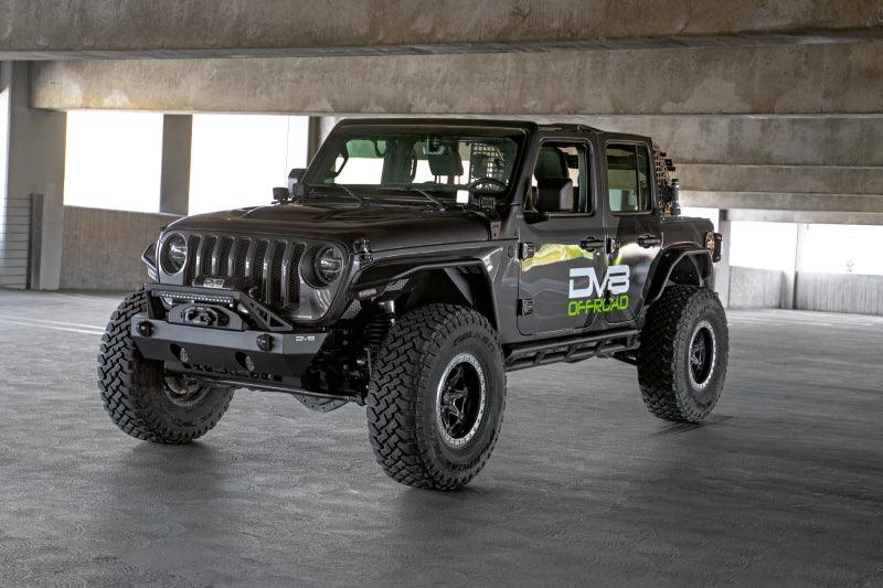 DV8 Offroad 07-23 Jeep Wrangler/Gladiator JT/JK/JL FS-25 Stubby Front Bumper w/Plated Bull Bar - Corvette Realm