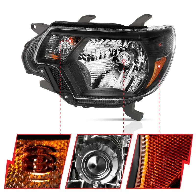 ANZO 2012-2015 Toyota Tacoma Crystal Headlights Black - Corvette Realm