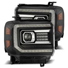 Load image into Gallery viewer, AlphaRex 14-18 GMC Sierra LUXX LED Proj Headlights Plank Style Black w/Activ Light/Seq Signal/DRL - Corvette Realm