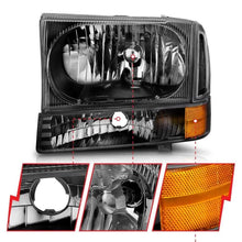 Load image into Gallery viewer, ANZO 2000-2004 Ford Excursion Crystal Headlights Black - Corvette Realm