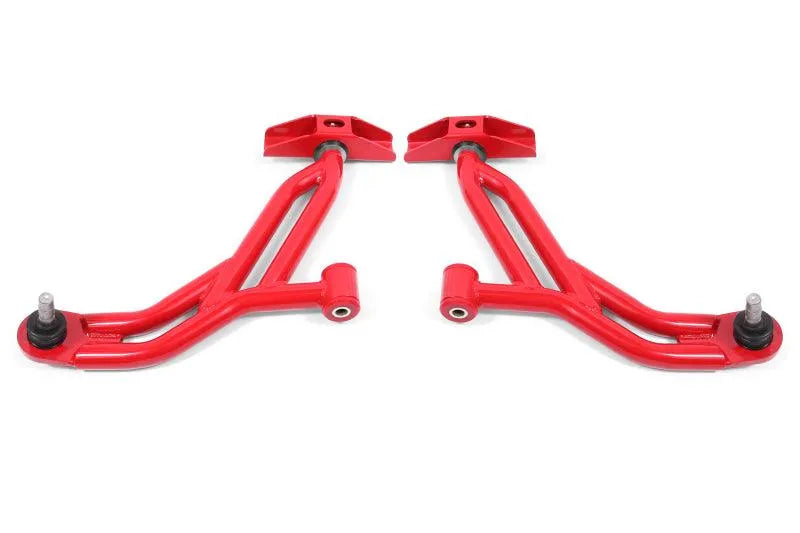 BMR Suspension 05-14 Ford Mustang Lower A-Arms - Red - Non-Adjustable - Corvette Realm