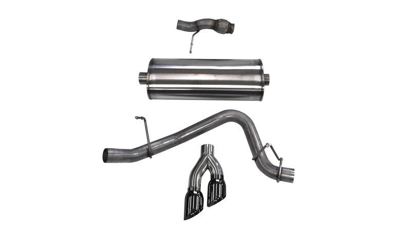 Corsa Cat Back Exhaust, Sport, 3in, Single Side Twin Black 4in Tips, 2015 Chevy Tahoe/GMC Yukon - Corvette Realm