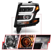 Load image into Gallery viewer, ANZO 2015-2020 Chevy Tahoe Projector Headlights Plank Style Black w/DRL - Corvette Realm