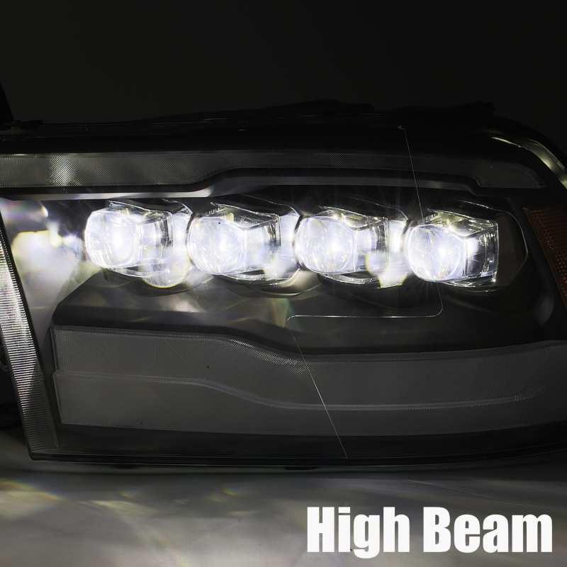 AlphaRex 09-18 Dodge Ram 1500HD NOVA LED Projector Headlights Plank Style Design Alpha Black w/DRL - Corvette Realm