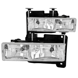 ANZO 1988-1998 Chevrolet C1500 Crystal Headlights Chrome - Corvette Realm