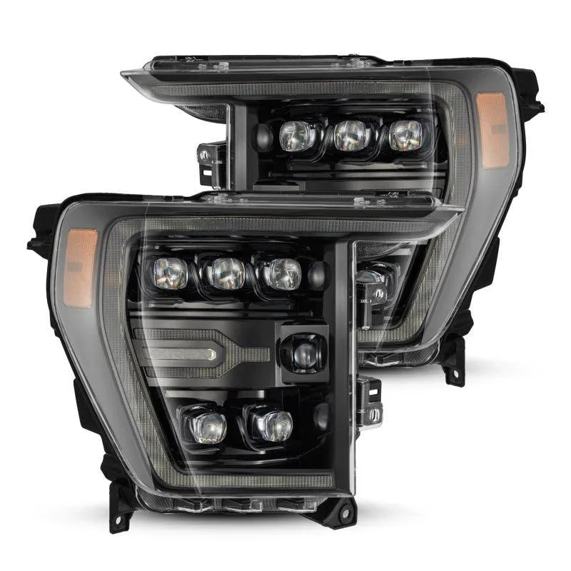 AlphaRex 21-22 Ford F-150 NOVA LED Proj Headlights Plank Style Alpha Blk w/Activ Light/Seq Signal - Corvette Realm