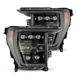 AlphaRex 21-22 Ford F-150 NOVA LED Proj Headlights Plank Style Alpha Blk w/Activ Light/Seq Signal - Corvette Realm