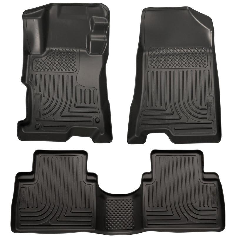 Husky Liners 08-12 Honda Accord (4DR) WeatherBeater Combo Black Floor Liners (One Piece for 2nd Row) - Corvette Realm