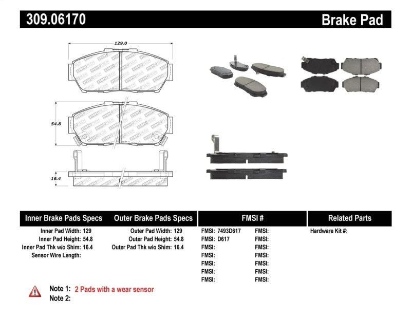 StopTech Performance 93-95 Honda Civic Coupe / 94-95 Civic Hatchback/Sedan Front Brake Pads - Corvette Realm