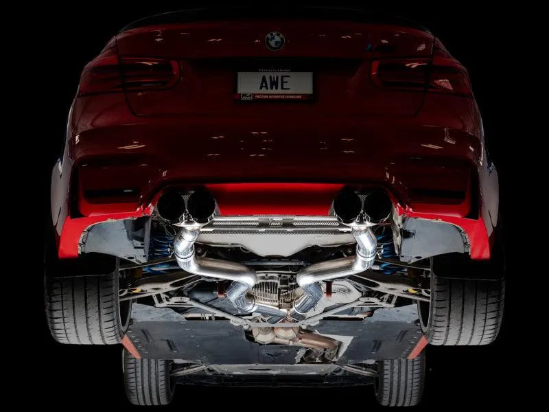 AWE Tuning BMW F8X M3/M4 Track Edition Catback Exhaust - Diamond Black Tips - Corvette Realm