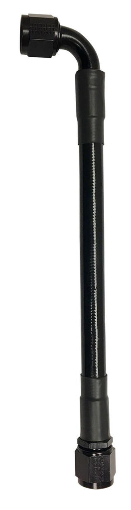 Fragola -6AN Ext Black PTFE Hose Assembly Straight x 90 Degree 24in - Corvette Realm